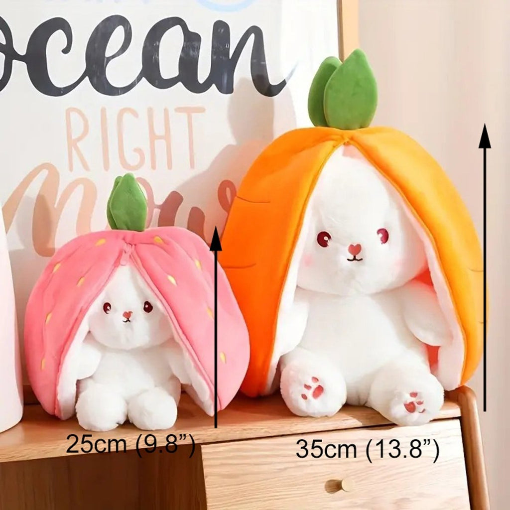 Reversible Strawberry Bunny Plush Toy Gift for Kids Stuffed Animal