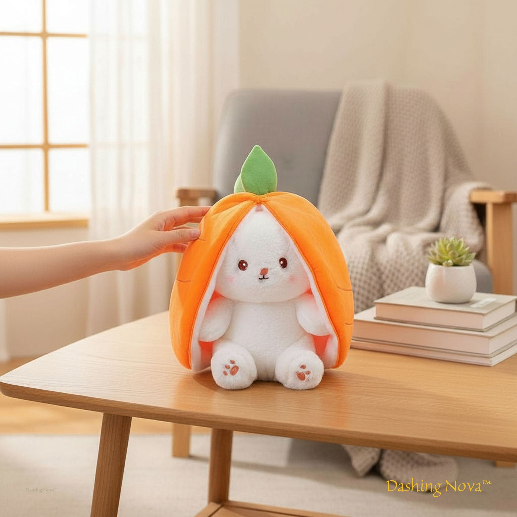 Reversible Strawberry Bunny Plush Toy Gift for Kids Stuffed Animal