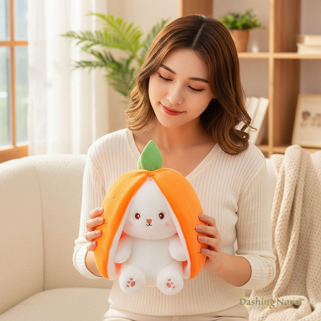Reversible Strawberry Bunny Plush Toy Gift for Kids Stuffed Animal