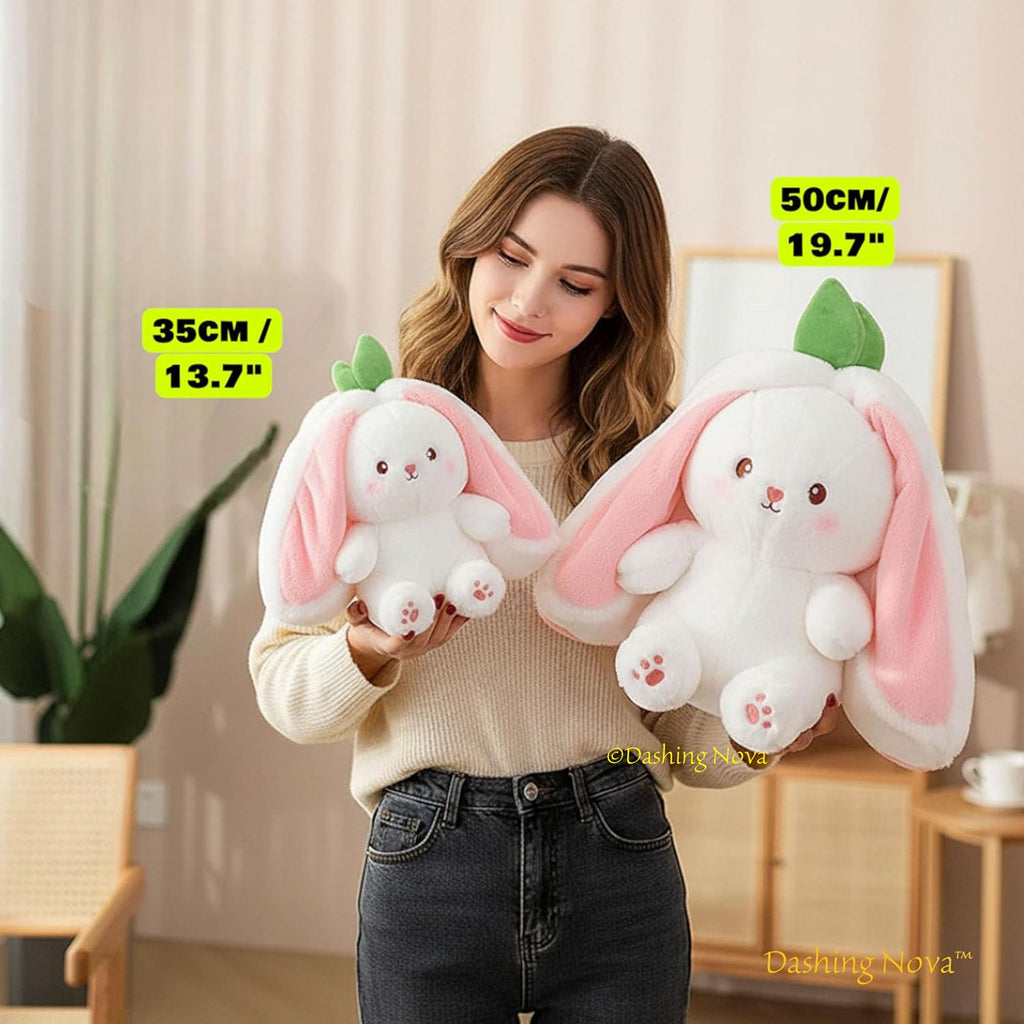 Reversible Strawberry Bunny Plush Toy Gift for Kids Stuffed Animal